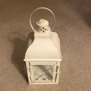 Rustic White Lantern Candle Holder